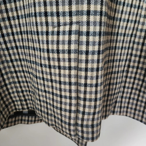 Banana Republic | Italian Double Faced Top Coat Camel/Black Plaid - Sz L Petite - Picture 13 of 15